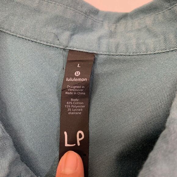 Lululemon Shirt Mens Large Waterfall Short Sleeve Button Up Stretch Cotton Blend - Picture 4 of 10